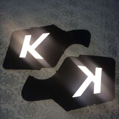 Heat reflective iron reflective logo on sticker glitter reflecting patch for clothing